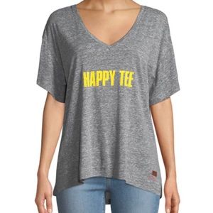 Peace Love World Mia Happy V-Neck Heather Tee